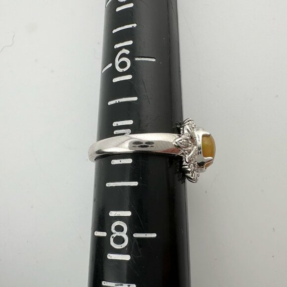 Natural Cabochon Australian Opal Ring  with Small Diamond Size 7 - Picture 14 of 16